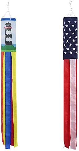 Whonline 60" Flag Windsock (1pcs American Stars &amp; Stripes + 1pcs Blue Sky)