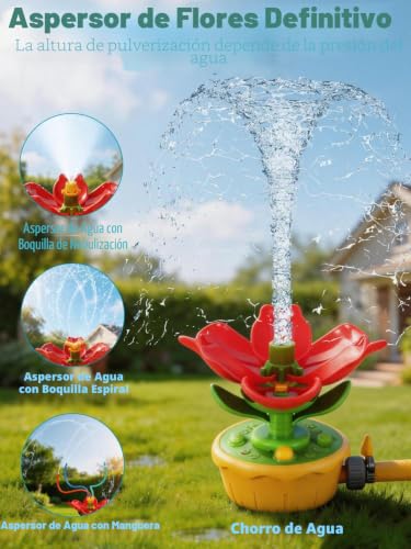 Water Games for Kids Outdoor 3 4 5 6 Years, Sprinkler Kids Flower Shape with 3 Kinds of Jet, Outdoor Grass Water Toys with Hoses, Summer Gift for 3 4 5 6 7 8 9 10 Years Old