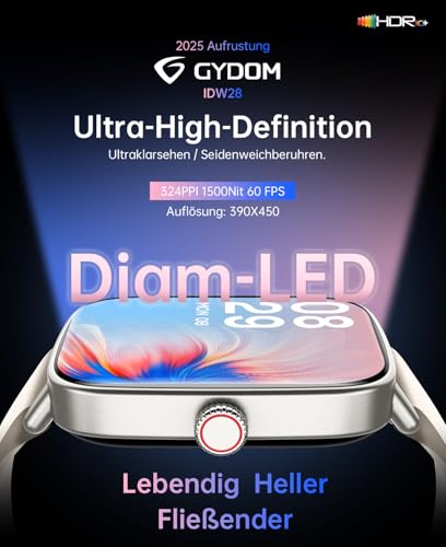 Gydom Women's Smartwatch with Phone Function 1.85 Inch HD Fitness Watch Fitness Tracker Heart Rate / SpO2 / Sleep / IP68 Waterproof Sports Watch Pedometer Watch for Android iOS Beige