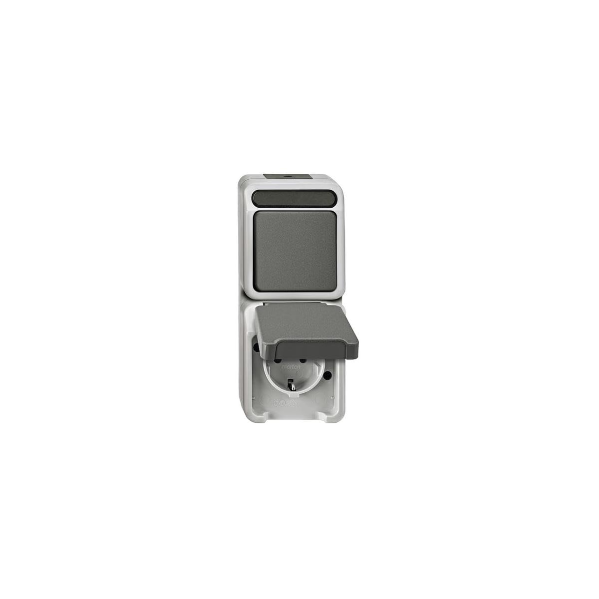Schneider Electric Merten MEG3494-8029 Surface-Mounted Schuko Socket Combination with Toggle Switch, Protective Contact Socket with Hinged Lid for Wet Rooms, IP44, Aquastar