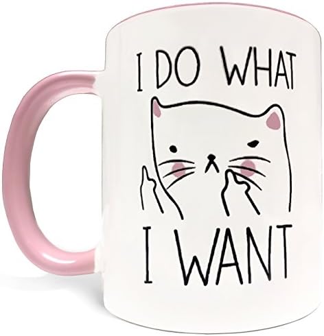 I Do What I Want - 11oz Grade A Quality Ceramic Two Tone Pink/White Ceramic Mug/Cup - Perfect Funny Gift - Foam Gift Box Included