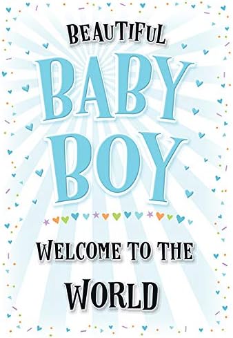Piccadilly Greetings Modern Baby Boy Card Welcome to The World - 7 x 5 inches, A11839, Multicolor