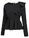 Meaneor Women's Ruffles Peplum Long Sleeve Dressy Blouse Tops