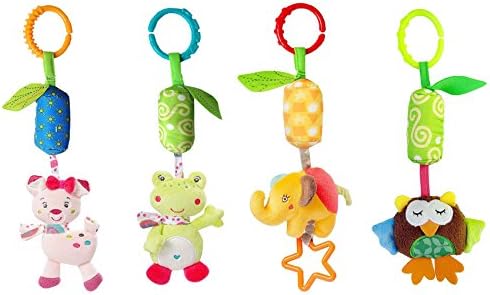 Infant Baby Rattle Toys, Kids Stroller Hanging Bell, Newborn Baby Car Crib Stroller Handbells Toys (4packs)