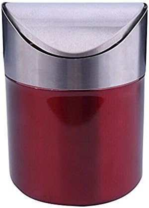 Decity Stainless Steel Desk Trash Bin Countertop Waste Can 1.5 L / 0.40 Gal (Red)