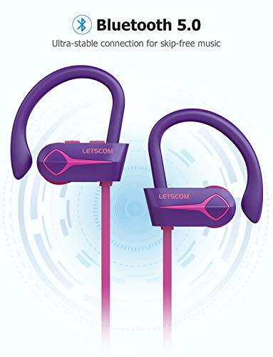 Letscom Bluetooth Headphones, 15Hrs Playtime Wireless 5.0 Earbuds IPX7 Waterproof Sport Running in-E - //coolthings.us