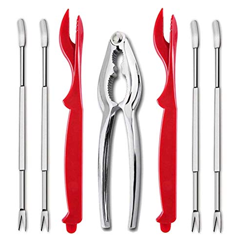 7Pcs Seafood Tools Set Crab Crackers Nut Cracker Forks Leg Lobster Sheller Knife Shellfish Opener