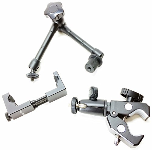 iShot Pro SecureGRIP Metal iPhone Universal Smartphone Tripod Camera Mount Adapter Holder + 11 inch 360° Extension Arm + HD Pipe Bar Pole Clamp - Fits All Cell Phones from 2.5 to 3.6 inch
