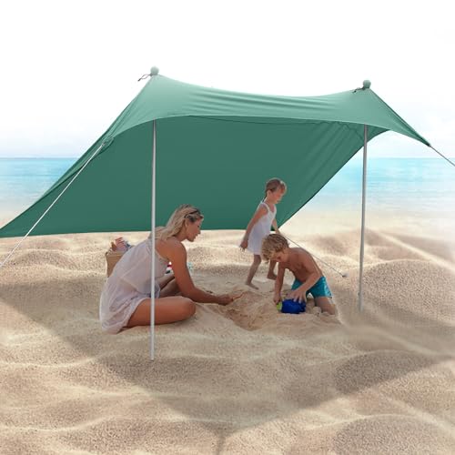 JAICOM Tenda da spiaggia, 2.1m x 2.1m Parasole Portatile, Protezione UV UPF 50+, Adatto per l'ombra in Spiaggia, il Campeggio, la Pesca e il Patio