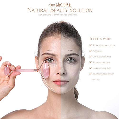 Rose Quartz Roller for Face - Anti Aging Massage Skincare Tool for All Skin Types, Rose Jade Facial Roller, Face Roller, Facial Massage Roller