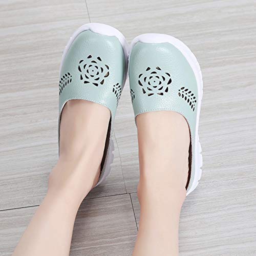SSYongxia❤ Women's Walking Casual Slip-on Shoes - Classic Comfort Clogs Slingback Mary Jane Flats Green - Thumbnail 4