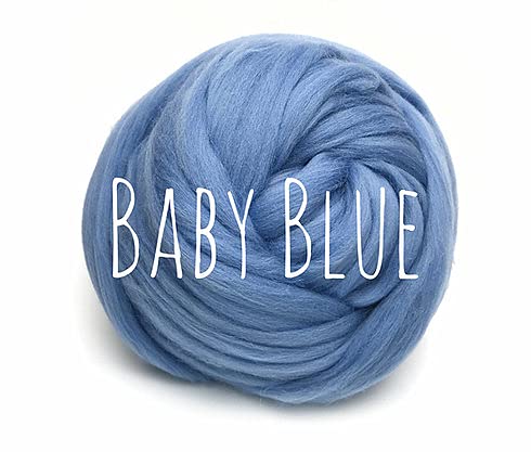 Chunky Wool - Baby Blue - for arm Knitting Chunky Blanket Weaving Felting Jumbo Yarn Giant Wool Soft 50g (0.11lb) — image 1