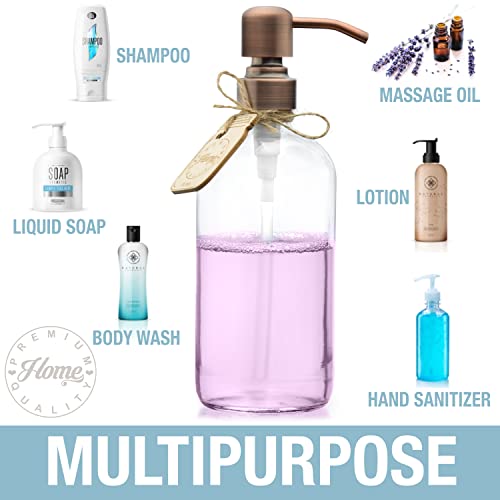 Bathroom Countertop Soap Dispensers Boston Round Glass Bottle, Rust