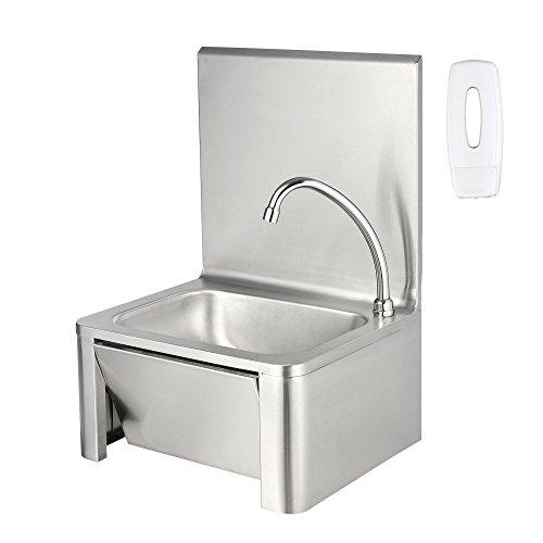 Mahlzeit Edelstahl Handwaschbecken mit Kniebetätigung und Seifenspender | Waschbecken für hygienisches Händewaschen… – Bild 3