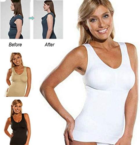Women Lady Body Shaper Underwear Slimming Vest Corset Camisole Dint Seamless Genie Bra Burn Fat Tummy Trimmer Shape Wear Tank Sales (XXL, WHITE)