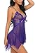 Avidlove Women Lingerie Lace Babydoll V Neck Sleepwear Strap Chemise Purple L