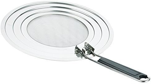 Stainless Steel Splatter Guard with Folding Handle - Best Splatter Screen to Protect Kitchen and Eliminate Grease Mess - Dishwasher Safe - Easy to Use and Store - Fits Multiple Size Pots and Pans