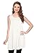Simlu Womens Sleeveless Loose Fit Tunic Tank Top ,Ivory,Small