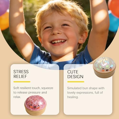 Glitter Dumpling,Large Dumplings Squishy,Mega Rainbow Dumpling Stress Relief Fidget Toy (2, pink+White)