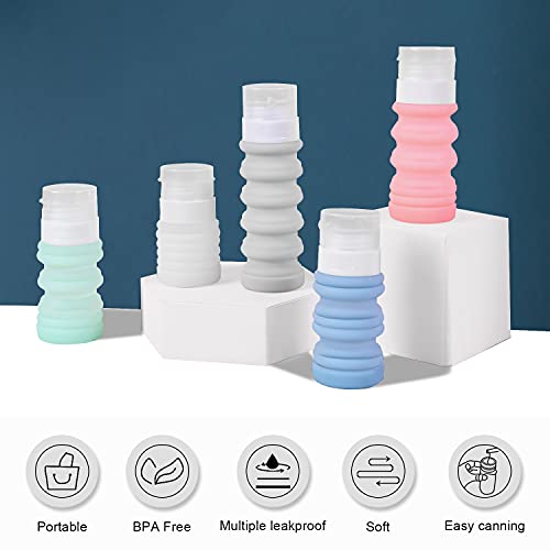 Mefold Silicone Travel Shampoo Bottles Kit TSA Approved Collapsible