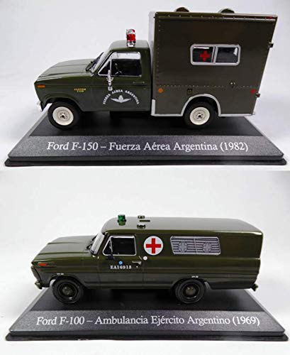 OPO 10 - Set of 2 cars 1/43 Argentina Air Force ambulance compatible with FORD F-100 and F-150 (SA13 + SA15)