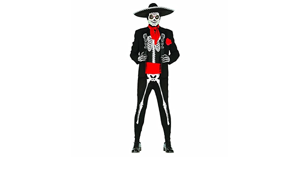 Amakando Traje Mexicano Sugar Skull Disfraz Esqueleto Día de los Muertos L  52/54 Vestimenta La Catrina Vestido para Hombre Calavera Mariachi Halloween  Oufit Muertos Mexicanos : Amazon.es: Juguetes y juegos