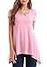 VESSOS Women's Cross Front Basic Short Sleeve Comfy Loose Fit Long Tunic Top