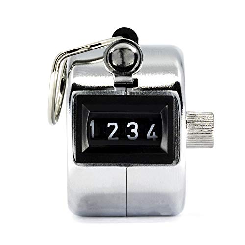 image for MARATHON CO200001CH Handheld Chrome Tally Counter with Finger Ring for
