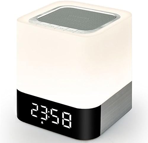 Bluetooth Speaker, Ruoi Portable Wireless Bluetooth 4.0 Speaker with LED Table Lamp / Night Light, Smart Touch LED Mood Lamp, Bluetooth alarm clock radio, TF Card / AUX Supported for Baby