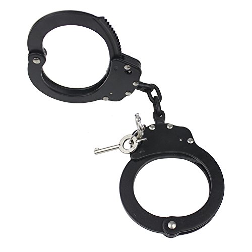Yoghourds Double Lock Handcuffs, Adjustable Heavy Duty Steel Wrist Cuffs in Police Edition Professional Grade, 100% Secure Restraint Locking
