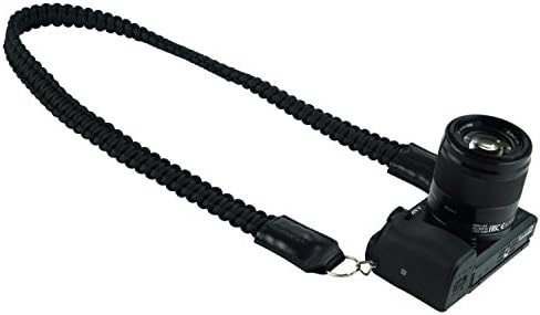 FOWI Paracord SLR Mirrorless Camera Neck Strap - Midnight Black - 550lb Paracord &amp; Genuine Leather- 37"