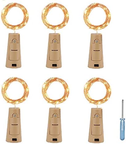 TingMiao Wine Bottle Lights with Cork, 6 Pack 7.2ft 20 Led Batteries with Mini Fairy Light Battery Operated Copper Wire String Lights for DIY Festival Christmas Halloween Wedding Decor, Warm White