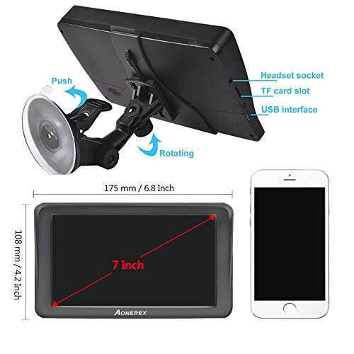 Car GPS, Aonerex 7 inch Touchscreen GPS Navigation System for Car Truck Motorhome &8GB 256MB Satellite Navigator Device with 2019 Maps Free Lifetime Map Updates