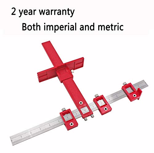 Power Tools Punch Locator, Drill Guide Sleeve Cabinet Hardware Jig/Template Wood Drilling Dowelling for Installation of Handles, Knobs on Doors and Drawer Pull-Red. - Thumbnail 5