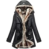 Hee grand Women Winter Faux Fur Coat Winter Coats for Women Warm Parka Jackets for Women Hood Jacket Black 2XL 16