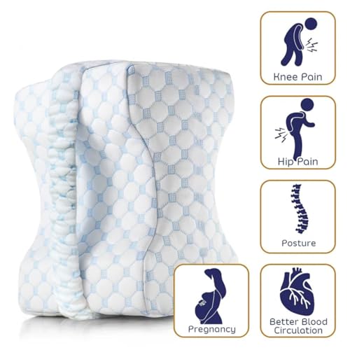 Ecosafeter Ergonomic Knee Pillow - Memory Foam Leg Pillow for Side Sleepers - Comfortable Back and Hip Support - Breathable Bamboo Cover