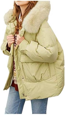 ダウン フォックスファー アウター レディース ショート丈 暖かい グリーン ツヤ 可愛い 高級感 厚手 ゆったり 防風 防寒コート カジュアル ファッション