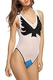 Zeagoo One Piece Sexy Mesh Patchwork Backless Swimsuit Swimwear Monokini Bikini,Blue,Small