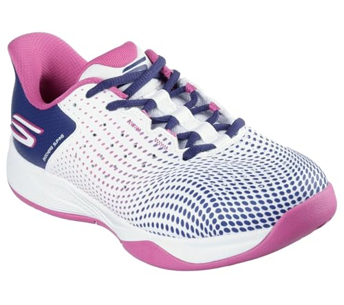 Donna Skechers Viper Court Reload Slip-In ALLENATRICE, White Synthetic/ Navy Textile/ Pink Trim, 37 EU