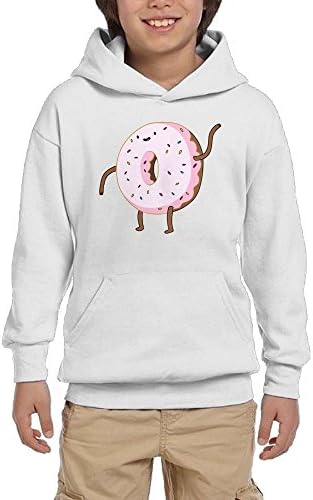Pulongpoq Cute Donut Youth Boys/Girls Long Sleeve Hoodie Sweatshirt Pullover Hood SozeKey White