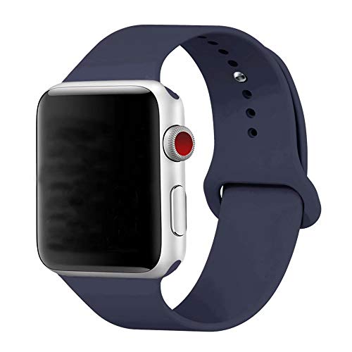 YC YANCH Compatible for Apple Watch Band,Soft Silicone Sport Band Replacement Wrist Strap Compatible for iWatch Series 4,Series 3/2/1 Nike+,Sport,Edition,42mm 44mm M/L,Midnight Blue