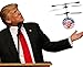 Bobble Fingers Helicopter President Donald Trump & American Flag Flying Ball | LED Light RC Controlled Heliball Drone | Office Desktop Trump Toy | Amazing Humorous Political
