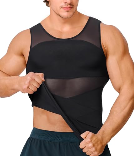 KUMAYES Men's Slimming Shapewear Slimming Flat Tummy Vest T Shirt Slimming Invisible Compression Vest Body Shaper