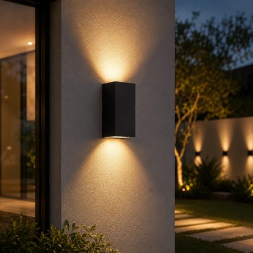 Luminária Arandela LED Externa 2 Fachos Quadrada IP54 Preta para Fachadas