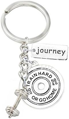 Journey key сhain ,Weight plate & dumbbell key сhain, motivational ,fitness, sports Keyring