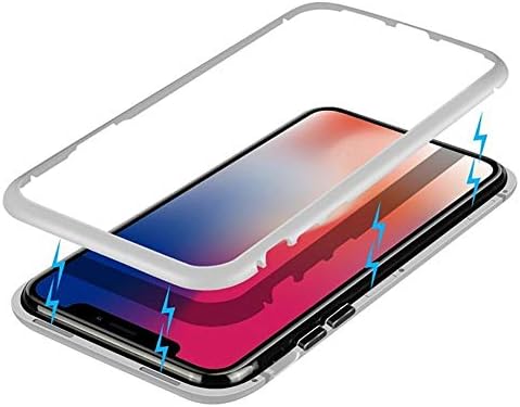 Oriental eLife iPhone X Case, Ultra Slim Magnetic Adsorption Aluminum Alloy Tempered Glass Anti-Scratch Non-Slip Surface with Built-in Magnet Flip Cover for Apple iPhone X iPhone 10 (Full White)