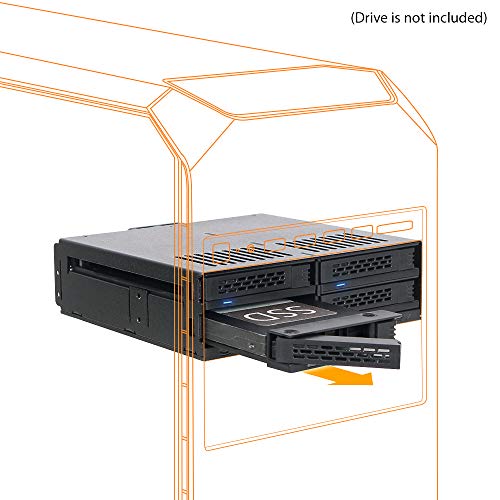 ICY DOCK 4x2.5 SSD to 5.25 Drive Bay Hot Swap Backplane Cage Mobile Rack Comparable to Tray-Less Design - ExpressCage MB324SP-B