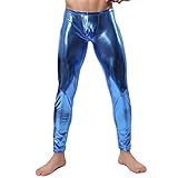YiZYiF Fashion Men's Faux Leather PVC Trousers Night Club Dance Slim Long Pants