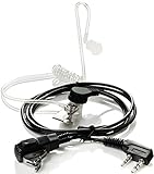 QOL TOP Walkie Talkie Earpiece 2-Pin, Covert Acoustic Tube, Two way radio earpiece with a Mic PTT, Walkie Talkie Headset for Kenwood, Baofeng, Puxing, Wouxun.