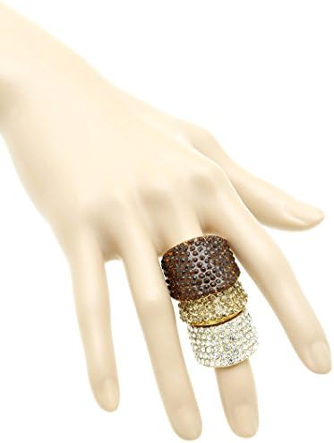 Brown armour knuckle stretch pave crystal stone ring Fashion Jewelry FancyCharm